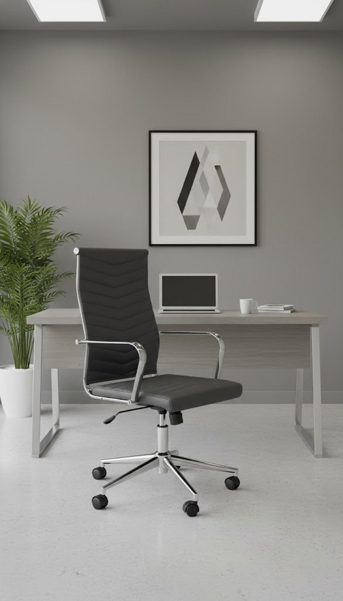BÜROSTUHL Zynor Kunstleder grau - Chromfarben/Grau, Metall (57/109/60cm) - TPFLiving