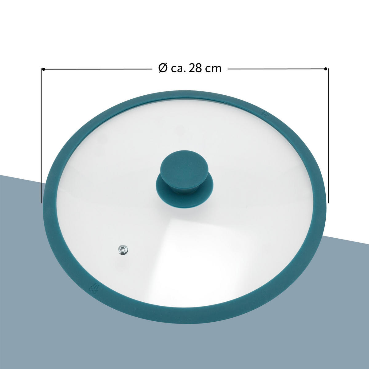 GLASDECKEL mit Silikonrand 28 cm blau - Blau, Glas (28/28/6cm) - bremermann