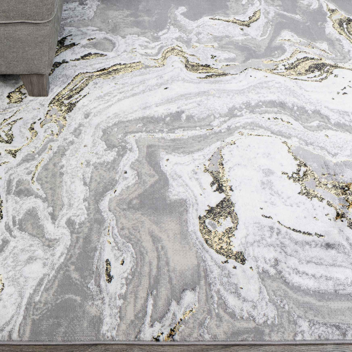 WEBTEPPICH Marmor Gold - Greige, Textil (190/280cm) - Kukoon Rugs