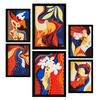 POSTER Set Mit 6 Zarte Collage im femininen abstrakten Stil Größe A3 & A4 Schwarzer Rahmen - Schwarz, Papier (29.7/1cm) - Nacnic