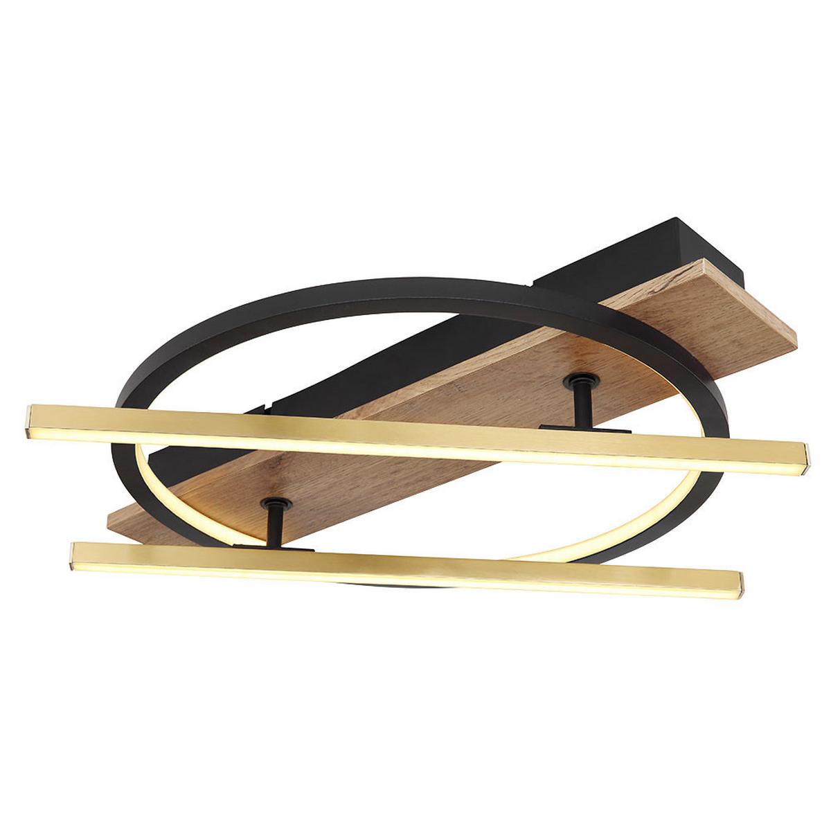 LED DECKENLEUCHTE Holzoptik Schwarz - Schwarz, Metall (44/40/9cm) - Globo Lighting