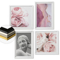WANDBILDER 4er-Set - 50x50 cm & 40x60 cm Weißer Rahmen - Pfingstrosenskulptur einer Frau - Weiß, Kunststoff (50/50cm) - ArtPrintCave
