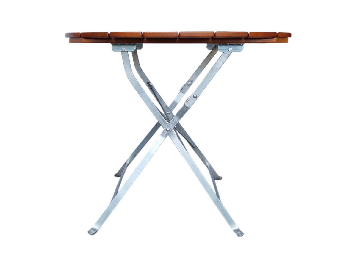 BIERGARTENTISCH BERGTAL 74x90x90cm Ø90cm Klappbar Eschenholz Schwarz/Braun 3 Personen - Braun, Holz (90/90/74cm) - CHEFGASTRO
