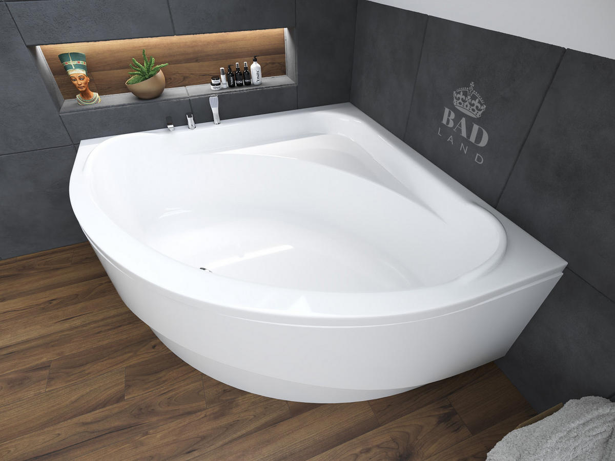 BADEWANNE Eckwanne STANDARD 140/140 Ablauf & Füße - Weiß, Kunststoff (140/58/140cm) - bad land