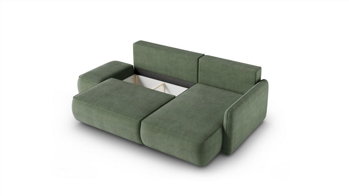 ECKSOFA Luka Mit Schlaffunktion - Grün, Holzwerkstoff/Textil (148/229cm) - Fun Möbel