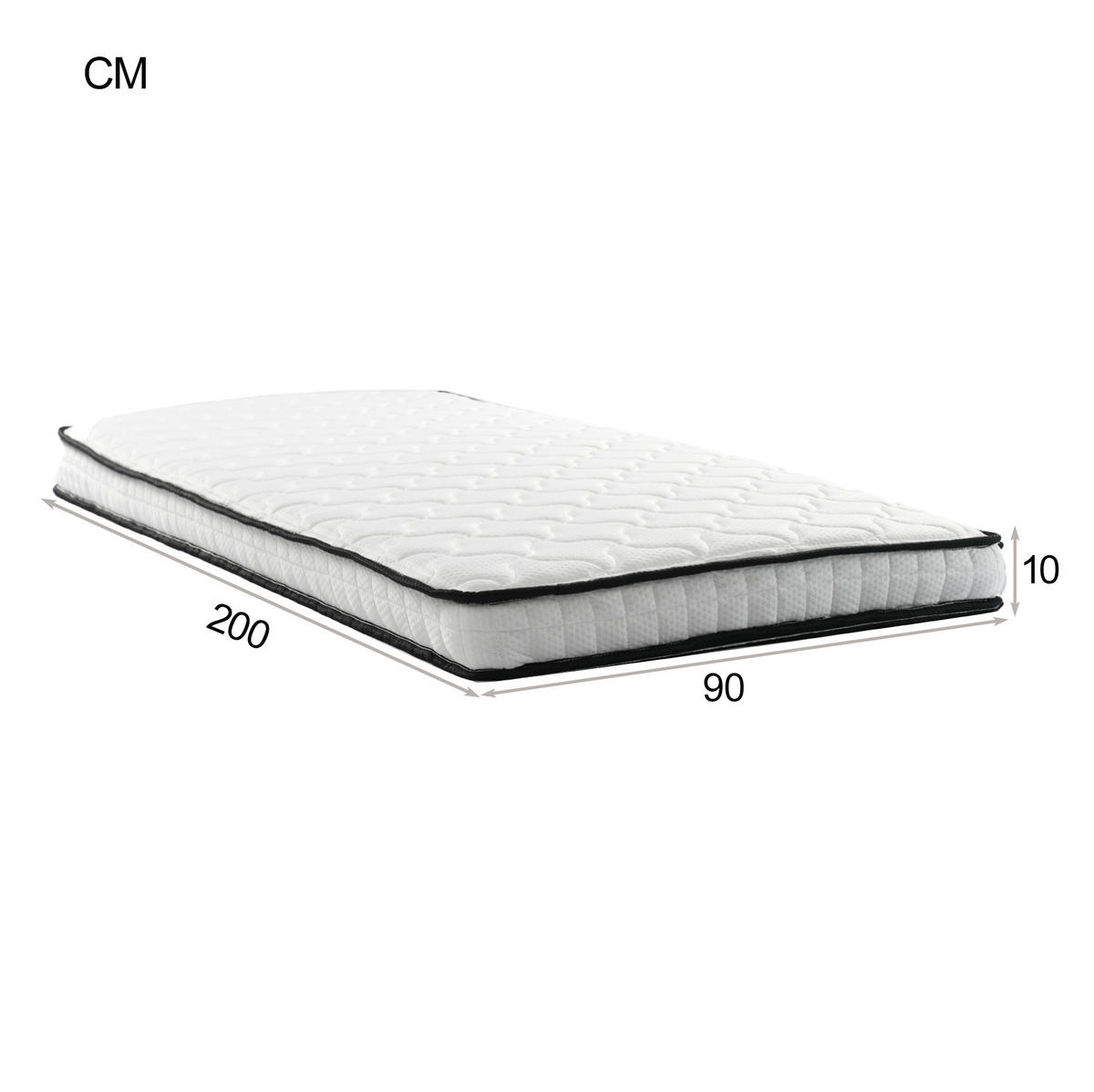 MATRATZE 90/200 cm aus Stoff und Metall mit ergonomischem Design Weiß - Weiß, Textil (90/200cm) - OKMYHOME