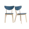 STÜHLE skandinavisch Petrolblau helles Holz (2er-Set) LEENA - Blau, Holz (54.5/80/50cm) - Miliboo