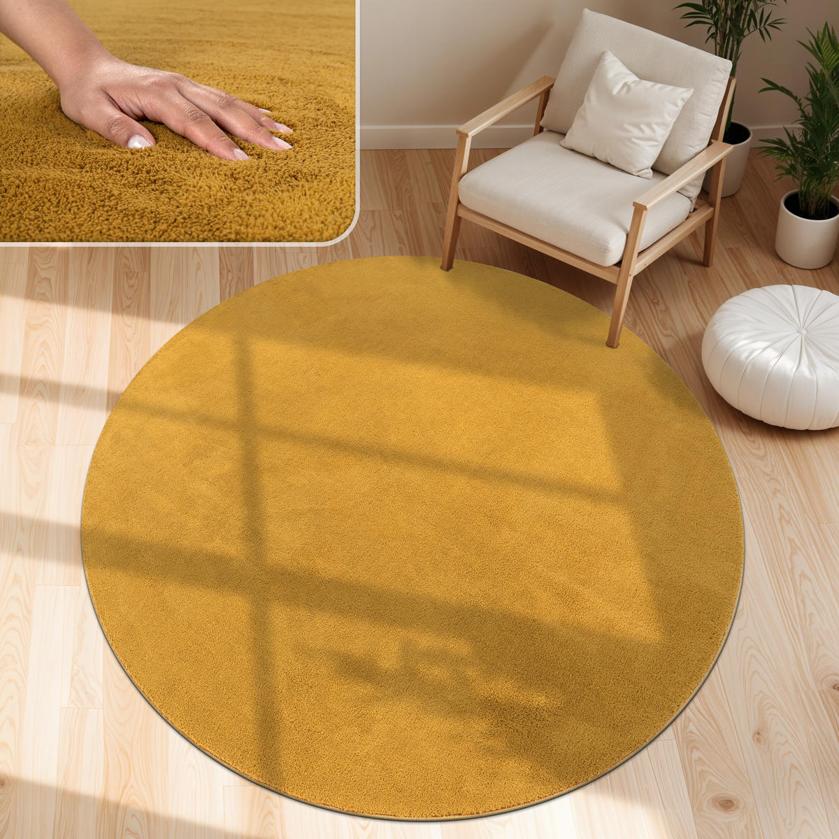 KURZFLORTEPPICH 200/200 cm Cadiz 630 - Gelb, Textil (200/200cm) - Paco Home