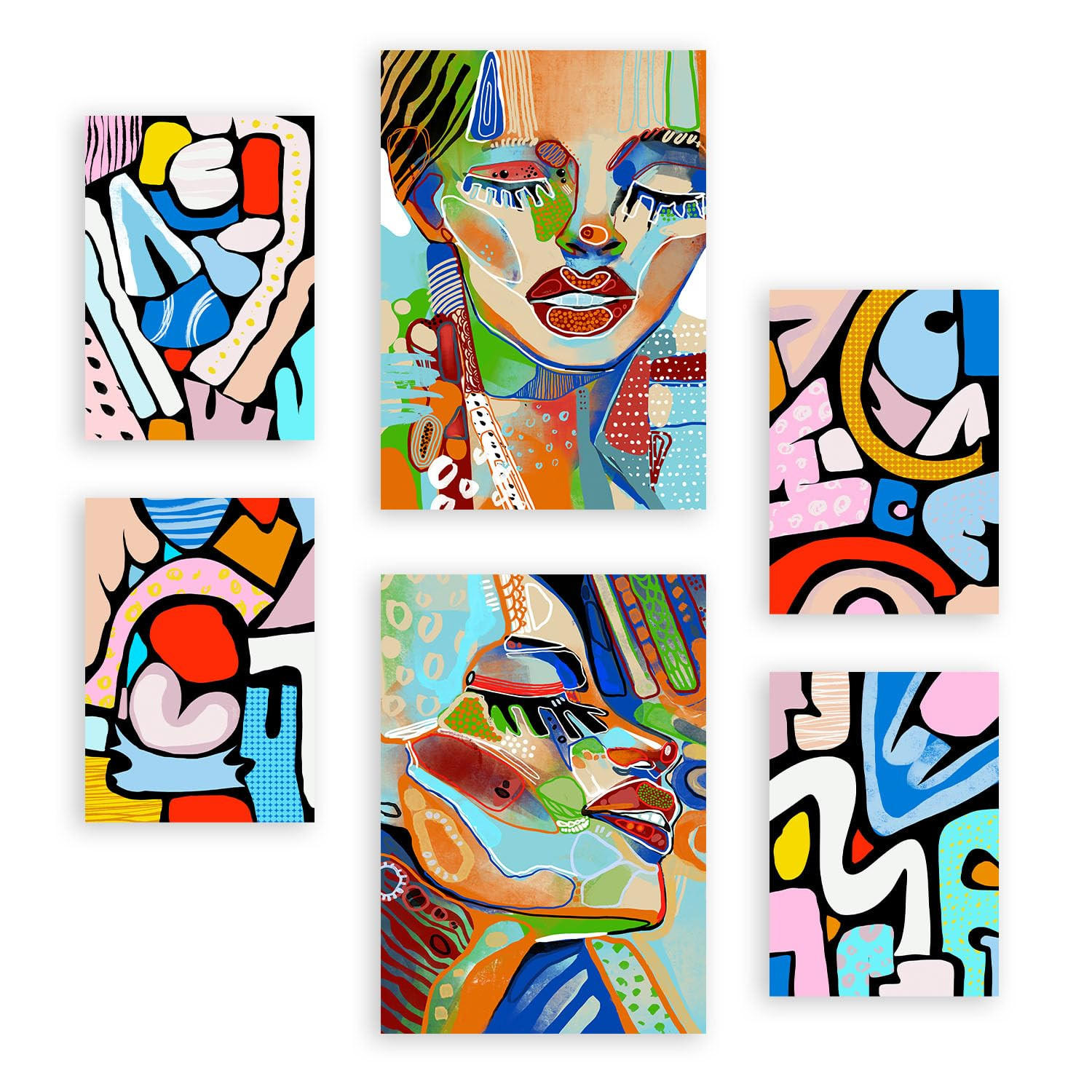 POSTER Set Mit 6 Lady Mazarelli In Weibliche Zusammenfassung A3 & A4 Rahmenlos - Klar, Papier (29/3cm) - Nacnic