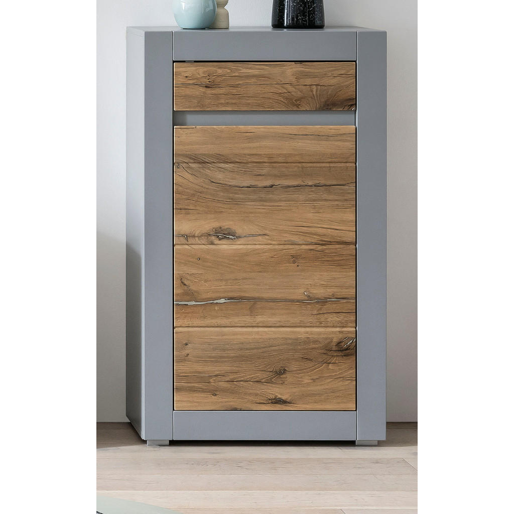 Thumbnail - Furn.Design Kommode, Grau, Eiche, Holzwerkstoff, Nachbildung,Eiche, Uni, Holz Optik, 2 Fächer, Rechteckig, 66x113x35 cm,...