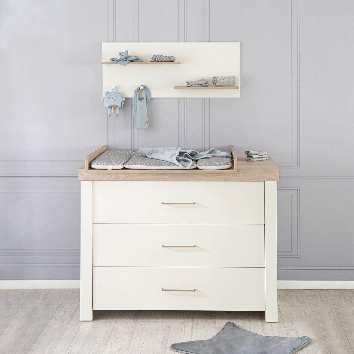BABYZIMMER-SET Lucy, 3-teilig - Weiß, Holzwerkstoff (76/82/144cm) - Roba