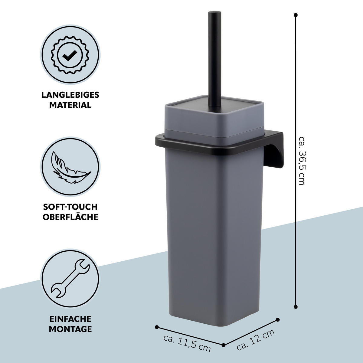 WC-GARNITUR SAVONA, grau, Kunststoff - Grau, Kunststoff (12/36.5/13cm) - bremermann