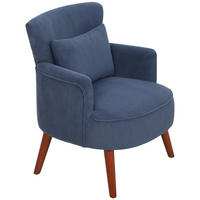 SESSEL Loungesessel mit Armlehnen, Relaxsessel mit Kissen Cordoptik Blau - Blau/Braun, Textil (69/78/69.5cm) - HOMCOM