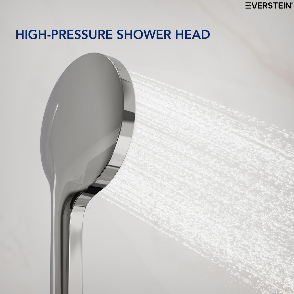BADEWANNENARMATUR SFS-1278 Chrom, Aufputz-Einhebel aus Messing, Wanneneinlauf, 120-mm-3-Strahl-Handbrause, 150-mm-Stichmaß - Chromfarben, Metall (21/24/6cm) - Everstein