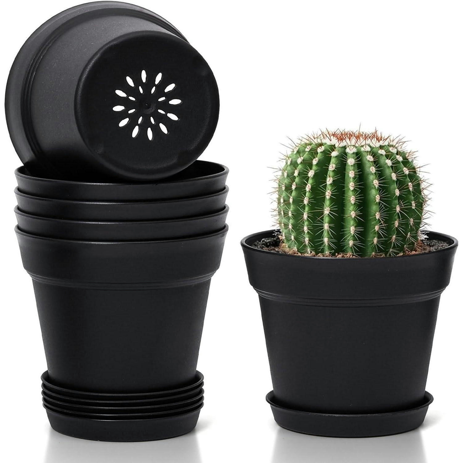 BLUMENTOPF 6er-Set Kunststoff Schwarz 12,5 cm - Schwarz, Kunststoff (12.5/10/12.5cm)
