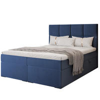 BOXBETT MAGNUS 200/200 cm mit Matratze und Topper, Marineblau - Dunkelblau, Textil (200/200cm) - Idohome