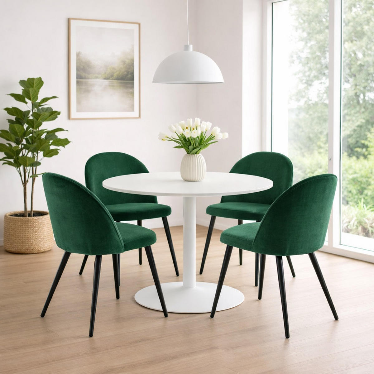 ESSGRUPPE 5-TLG. Carry Weiß, Grün - Weiß/Grün, Textil (110/74/110cm) - ebuy24