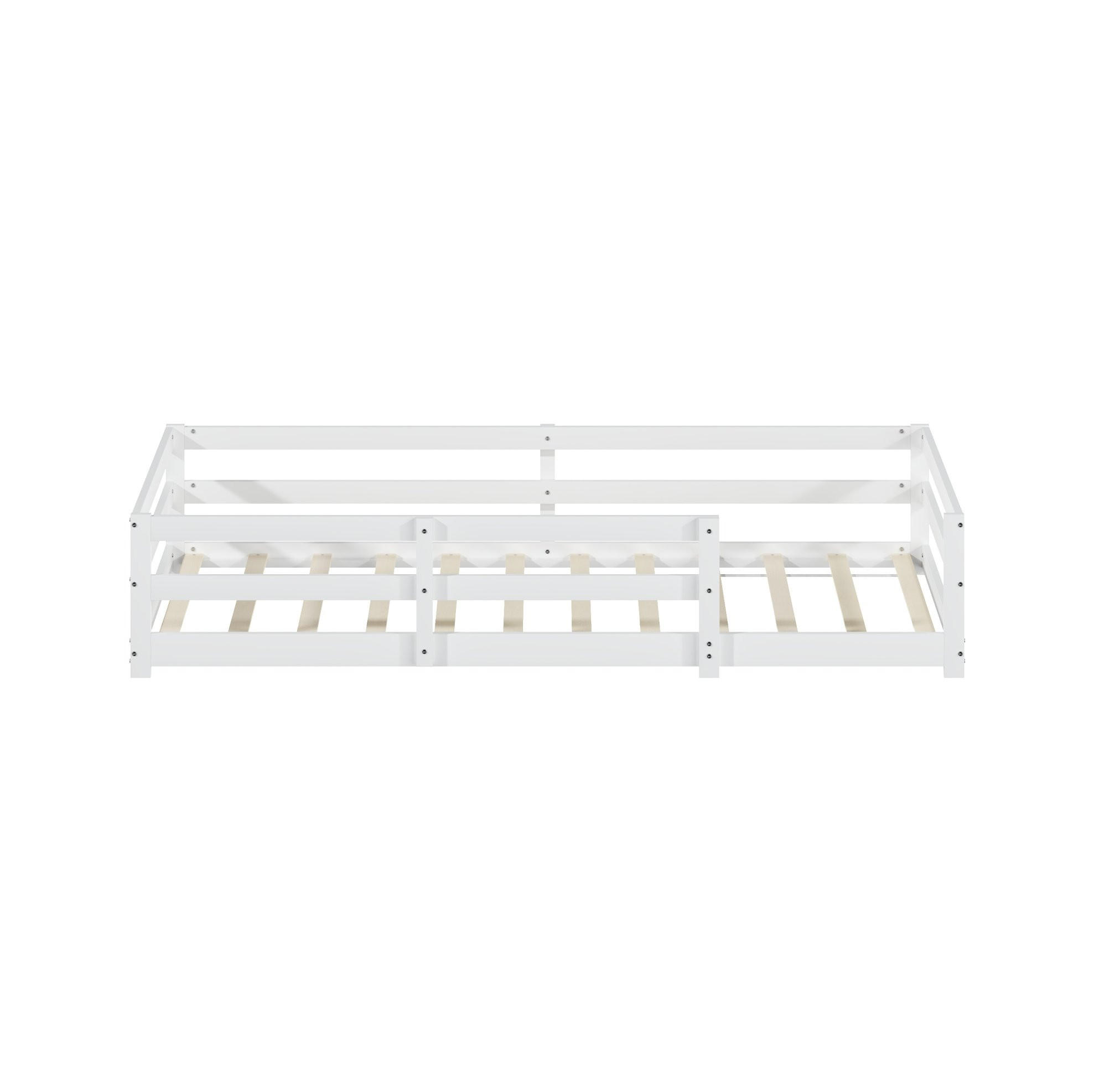 KINDERBETT Montessori 90/200 cm, weiß mit Lattenrost - Weiß, Holz (90/200cm) - MIVRAY