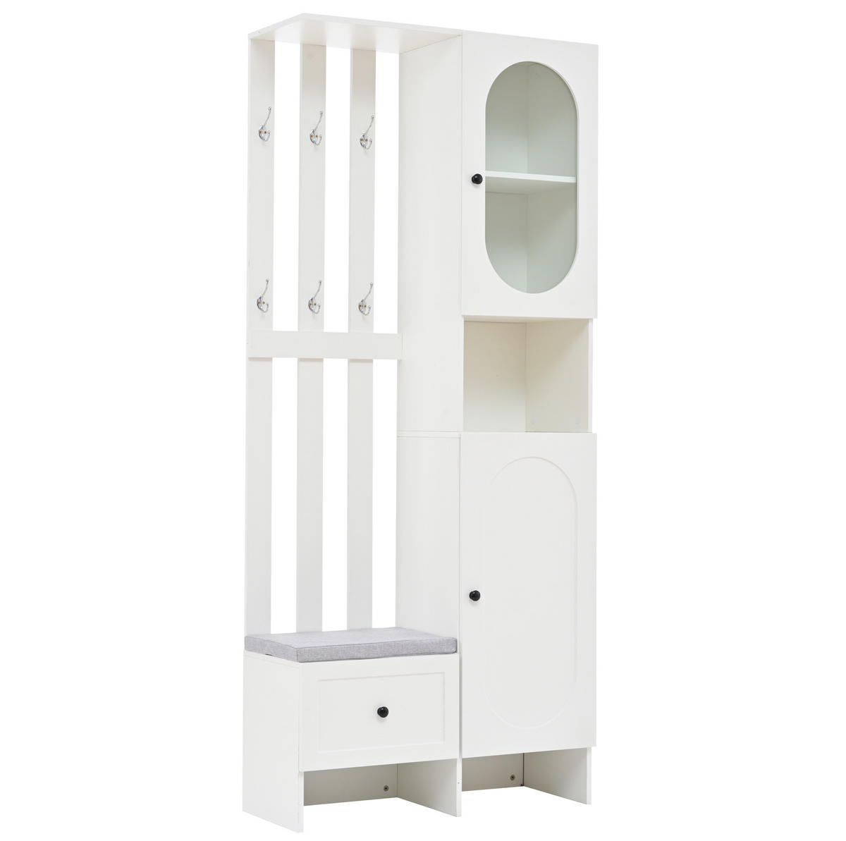 GARDEROBE mit Schuhbank 85 x 33,5 x 200 cm Weiß - Weiß, Holzwerkstoff (33.5/200/85cm) - Beauniv