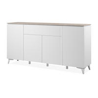 SIDEBOARD weiß, Sandstein 177 cm, Kommode 4-türig - Weiß, Holzwerkstoff/Kunststoff (177/92/40cm) - Furn.Design