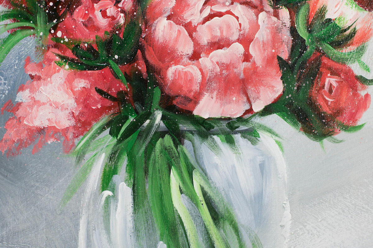 ACRYLBILD HANDGEMALT 60/60 cm - Rot/Grau, Holz/Textil (1.08/60cm) - KUNSTLOFT