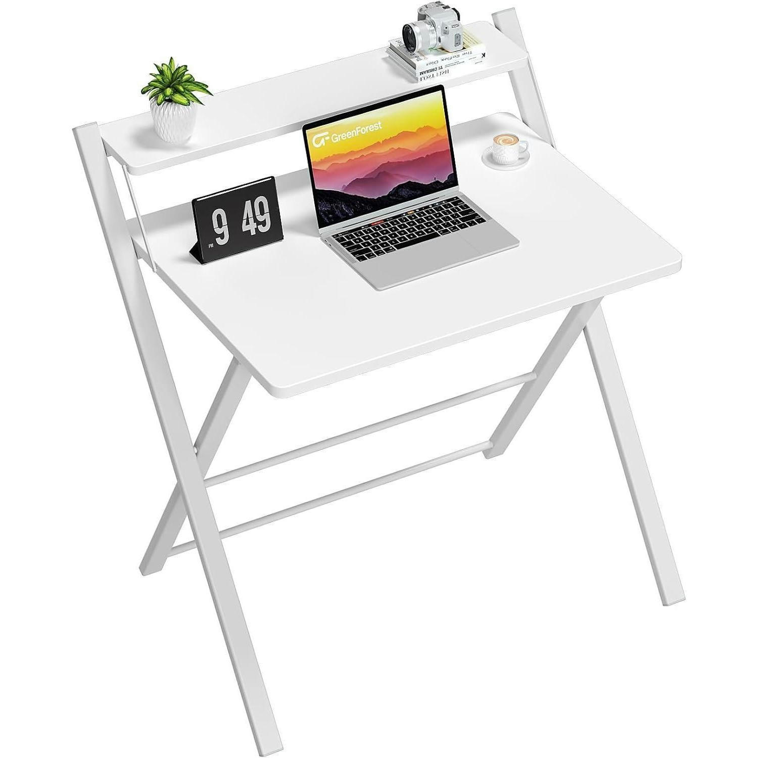KLAPPSCHREIBTISCH mit Monitorständer Weiß - Weiß, Metall (56/70/81cm)