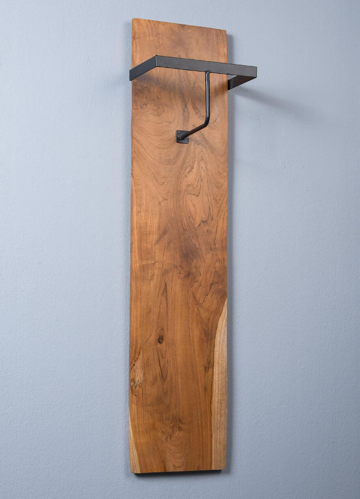 GARDEROBENLEISTE Alaska 1 Baumkante Teakholz Massiv Stange 25/110/20 cm - Schwarz, Holz (110/5/20cm) - M2 Kollektion