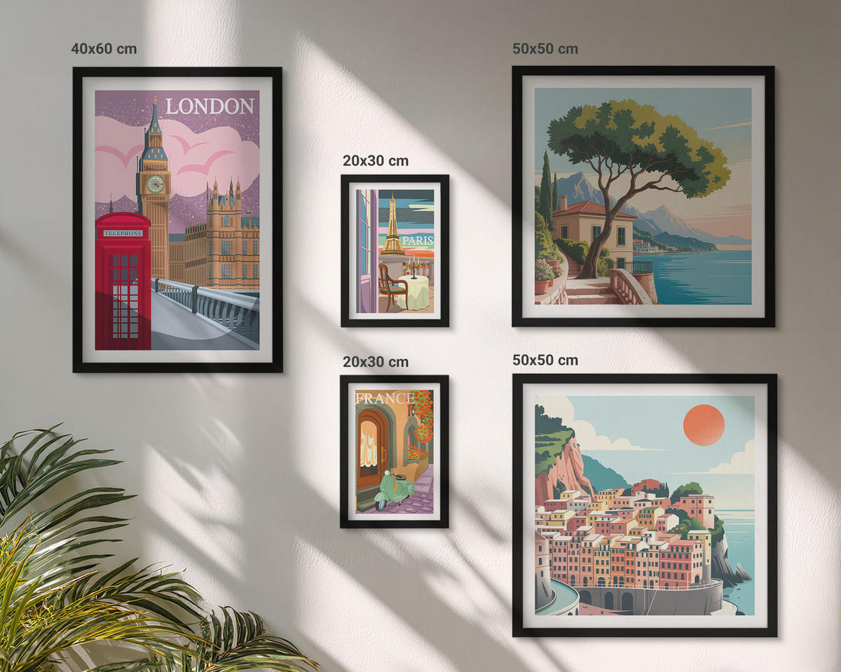 WANDBILDER 5er-Set - 50x50 cm & 20x30 cm & 40x60 cm Schwarzer Rahmen - Obstposter Zitronen Orangen - Schwarz, Kunststoff (40/60cm) - ArtPrintCave