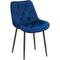 STUHL Samt blau - Blau/Schwarz, Textil/Metall (52/84/59cm) - CLP