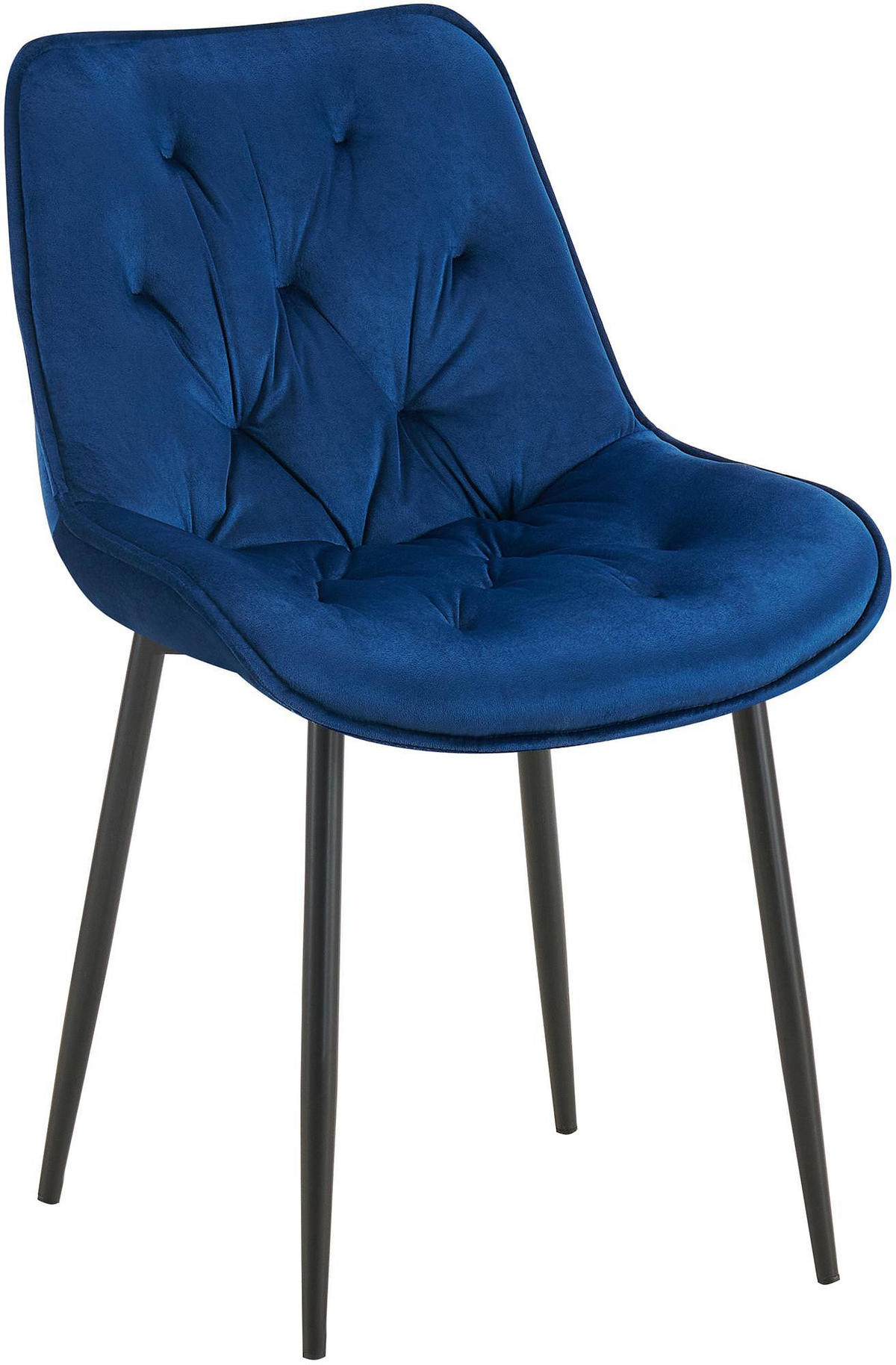 STUHL Samt blau - Blau/Schwarz, Textil/Metall (52/84/59cm) - CLP
