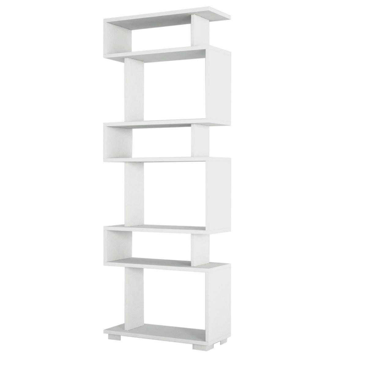 REGAL 6 Ablagen H165 cm - BLOK - Weiß, Holzwerkstoff (19.5/165/60cm) - Calicosy