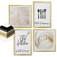 WANDBILDER 4er Set - 50x50 cm & 40x60 cm Goldrahmen - Geometrische Muster im Bauhaus-Stil - Goldfarben, Kunststoff (50/50cm) - ArtPrintCave