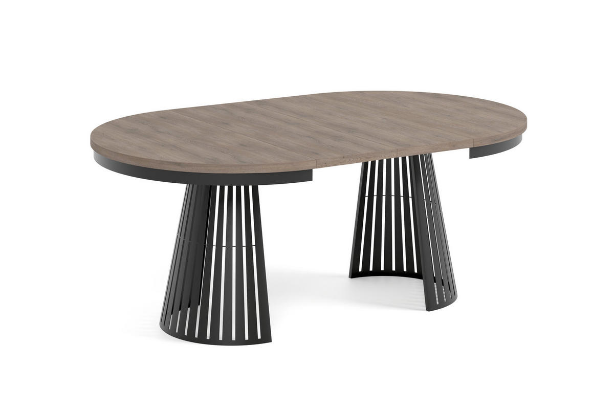 ESSTISCH Cone Bis - Sandfarben/Schwarz, Holzwerkstoff/Metall (120/120/76cm) - Meblini