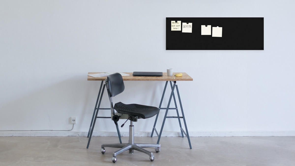 MAGNETPLATTE rahmenloses SLIMboard - Kreideoberfläche - 90x30 cm - Schwarz, Metall (90/30/0.3cm) - ALLboards