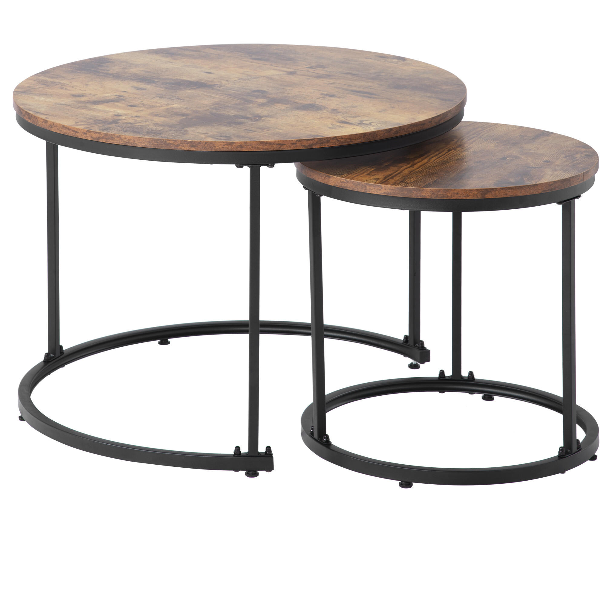 COUCHTISCH-SET 2er-set Holz- Und Schwarzeffekt - Braun, Holzwerkstoff/Metall (70.5/70.5/50cm) - Urban Meuble