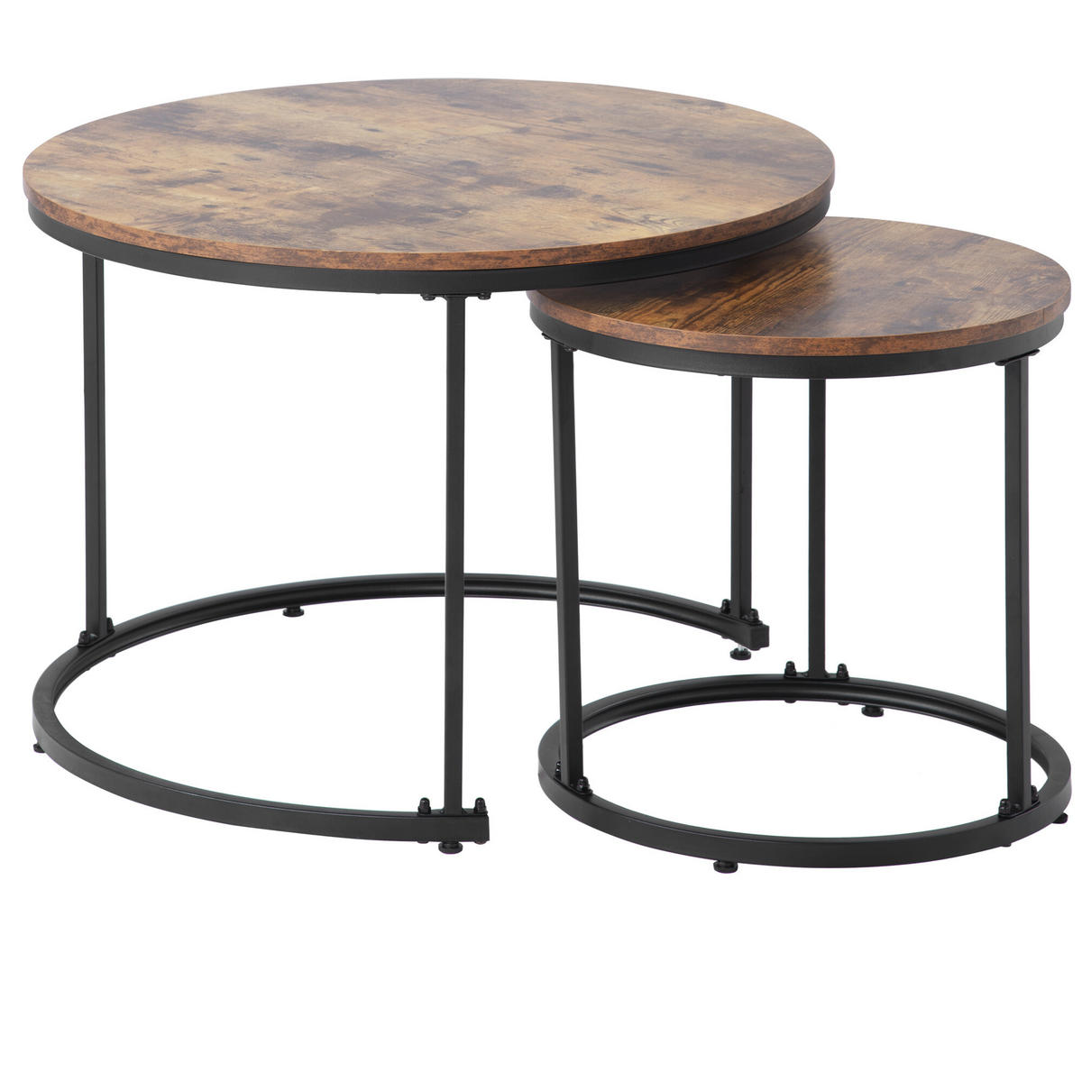 COUCHTISCH-SET 2er-set Holz- Und Schwarzeffekt - Braun, Holzwerkstoff/Metall (70.5/70.5/50cm) - Urban Meuble