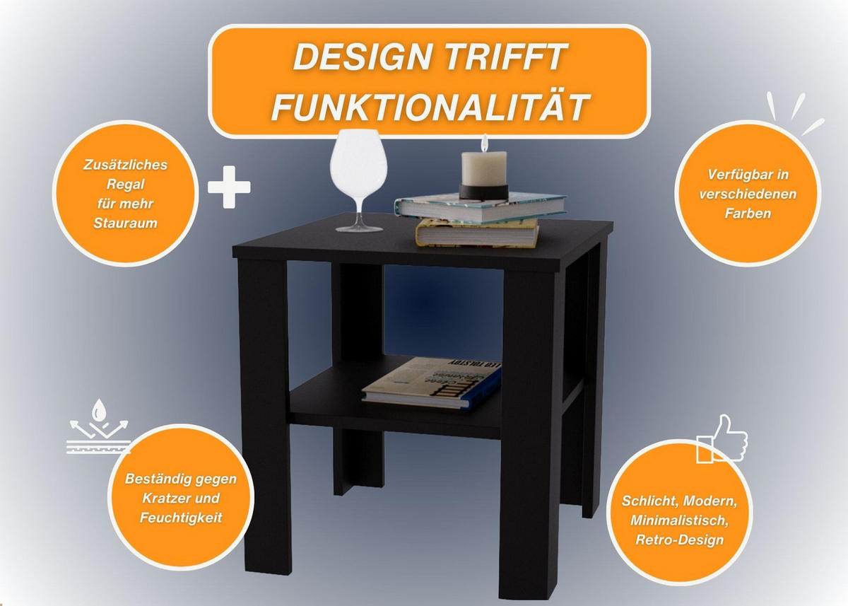 COUCHTISCH Lara53 53/47/53 - Schwarz, Holzwerkstoff (53/53/47cm) - RAUMHIRSCH FURNITURE