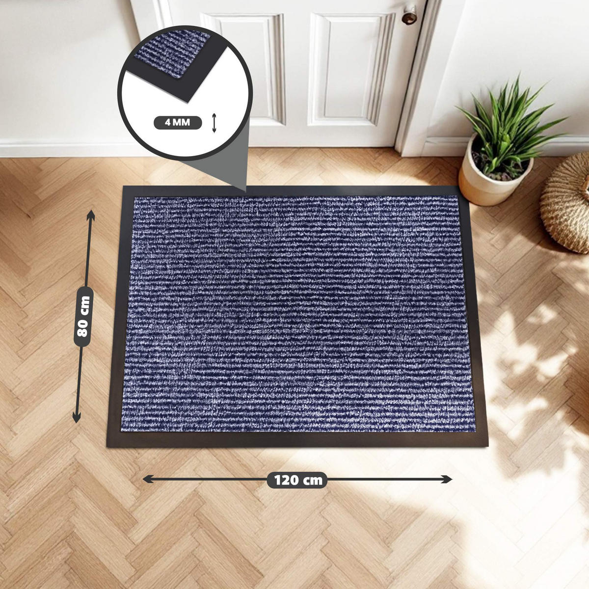 SCHMUTZFANGMATTE PALERMO - Blau, Textil (80/120cm) - WohnDirect