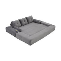 SCHLAFSOFA, 2-in-1 Klappsofa mit Getränkehalter, Modulares Bodensofa Cordstoff, Dunkelgrau - Dunkelgrau, Textil (232/80/98cm) - LVHOM