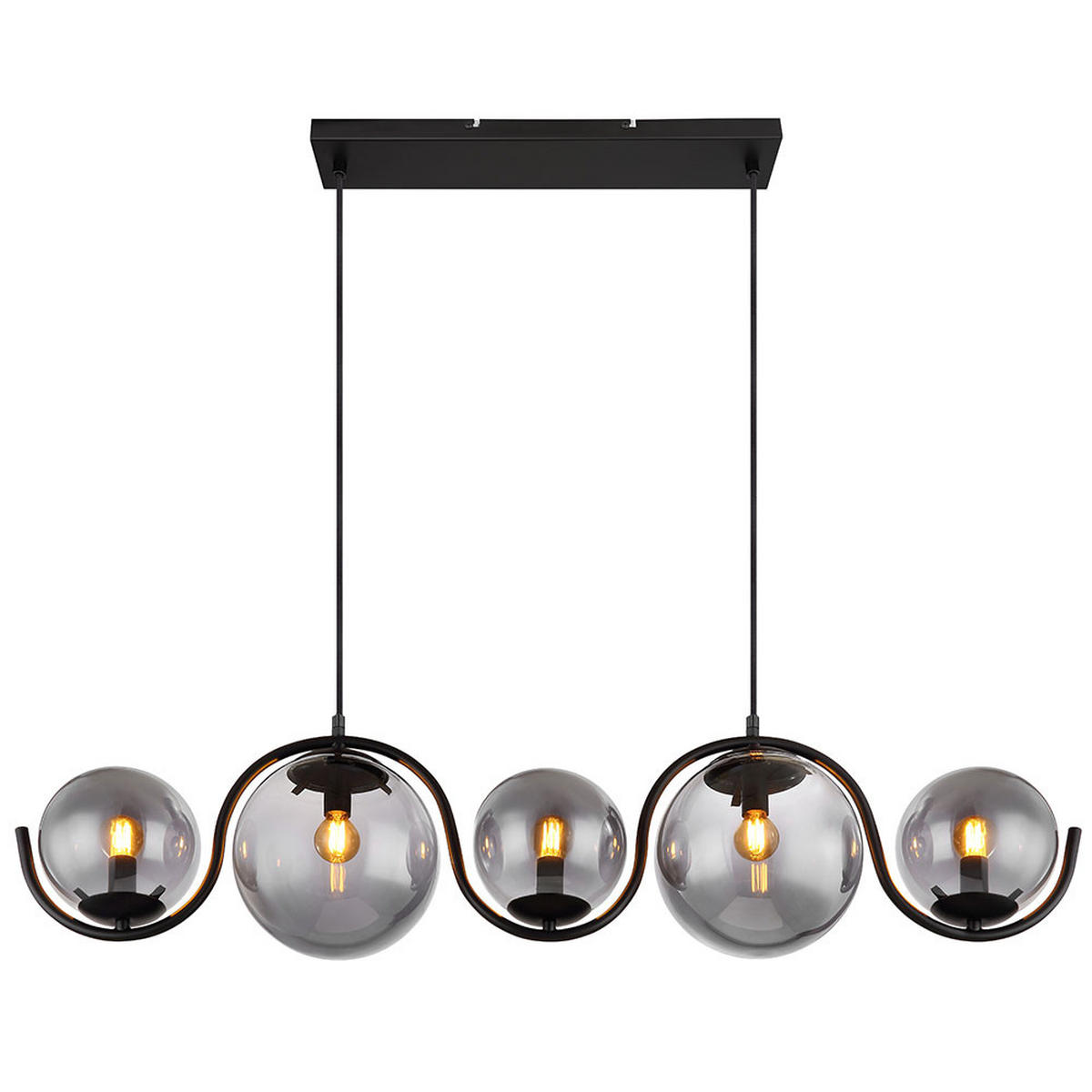 HÄNGELEUCHTE Glas Rauch Schwarz - Schwarz, Glas (100/20/120cm) - Globo Lighting