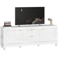 TV-SCHRANK für Fernseher bis zu 75 Zoll, modernes Entertainment-Center mit 2 Schränken und 2 Schubladen, Hochglanz Weiß - Weiß Hochglanz, Holzwerkstoff (180/66/40cm)