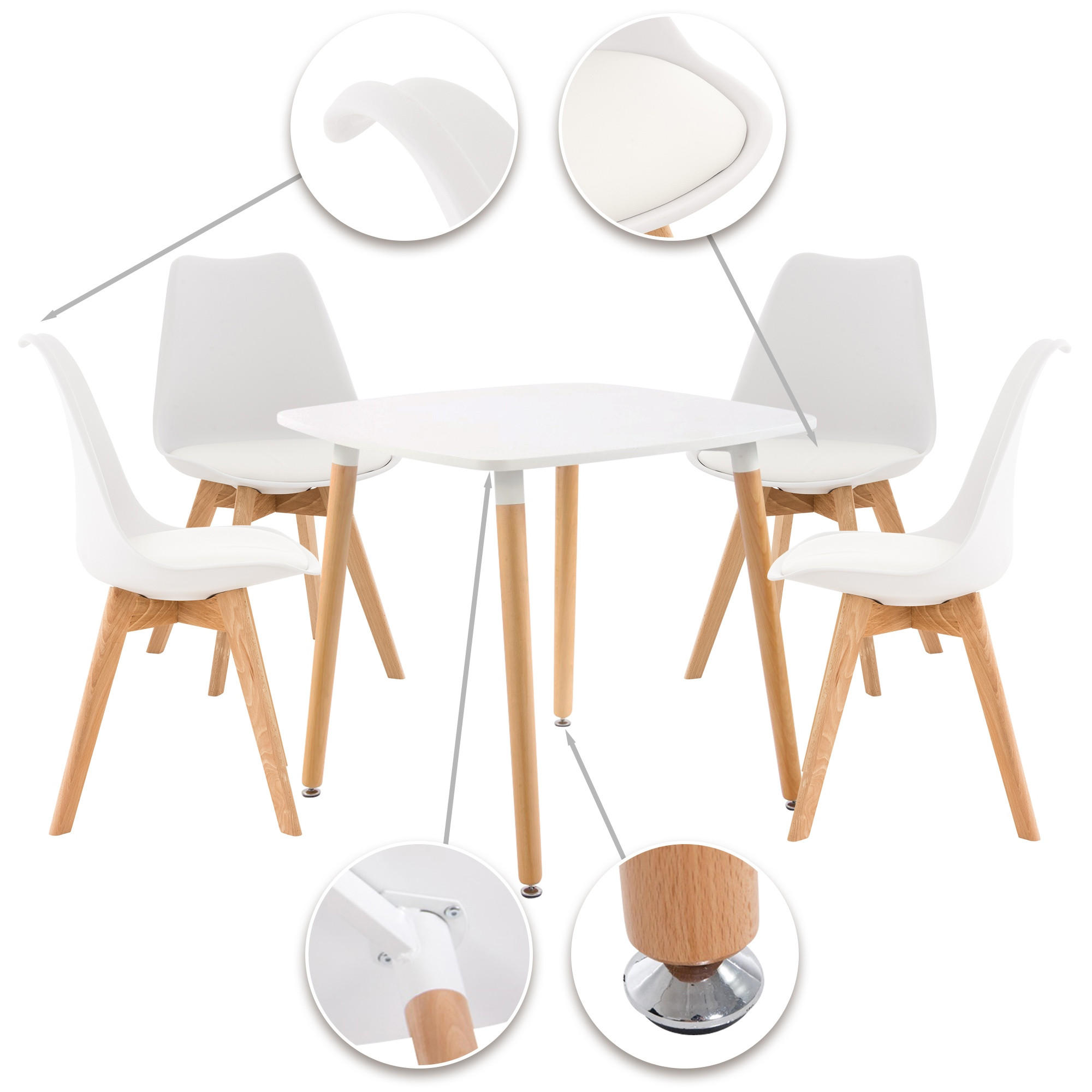 TISCHGRUPPE Holz weiß - Weiß, Holz (130/83/130cm) - CLP