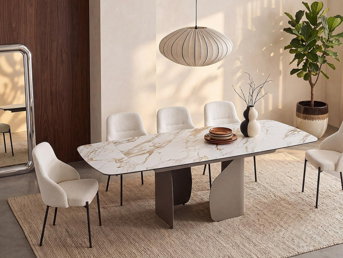 ESSTISCH - 6 Personen, 8 Personen, 10 Personen - glas - weiß Camuvo - Weiß, Glas/Keramik (90/220/75cm) - Vente-Unique