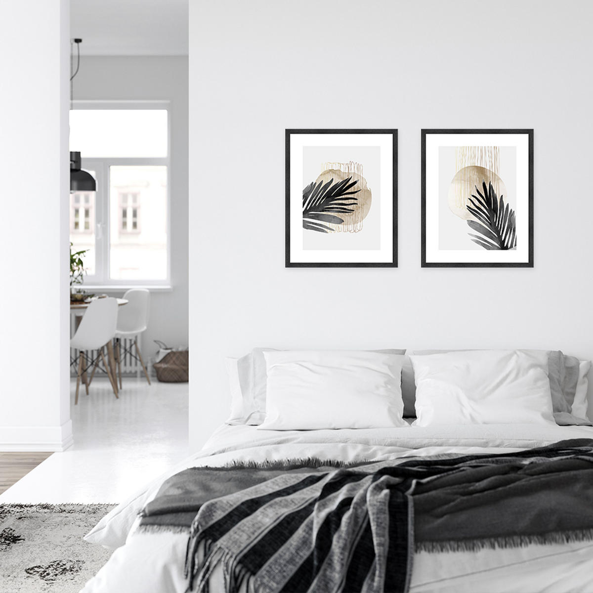 POSTER mit Rahmen 40x50 cm abstrakt schwarz gold beige - Beige, Holz (41/51cm) - artissimo