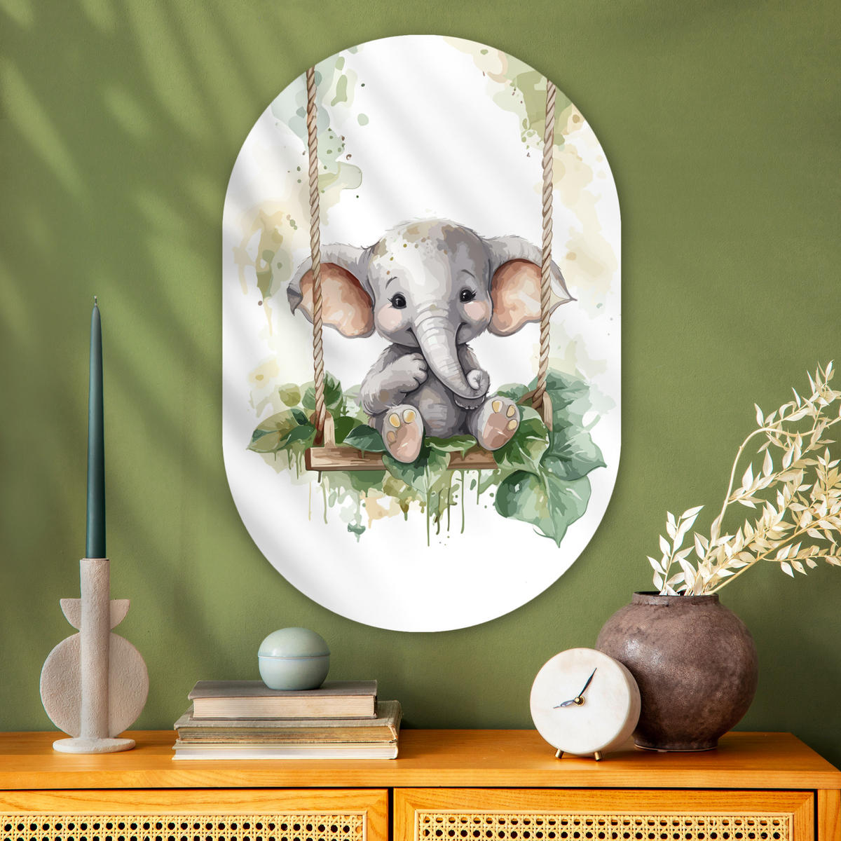 WANDBILD Elefant - Tier - Kinder - Dschungel 60x90 cm - Hellgrau, Kunststoff (60/90cm) - MuchoWow