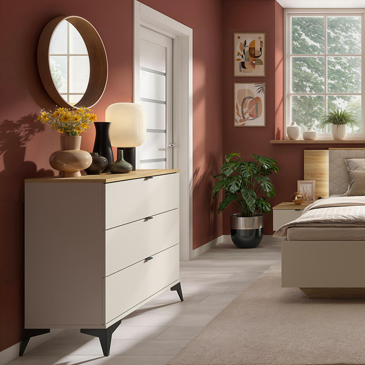 KOMMODE Naya Kaschmir - Beige, Holzwerkstoff (85/90/41cm) - Petits-meubles