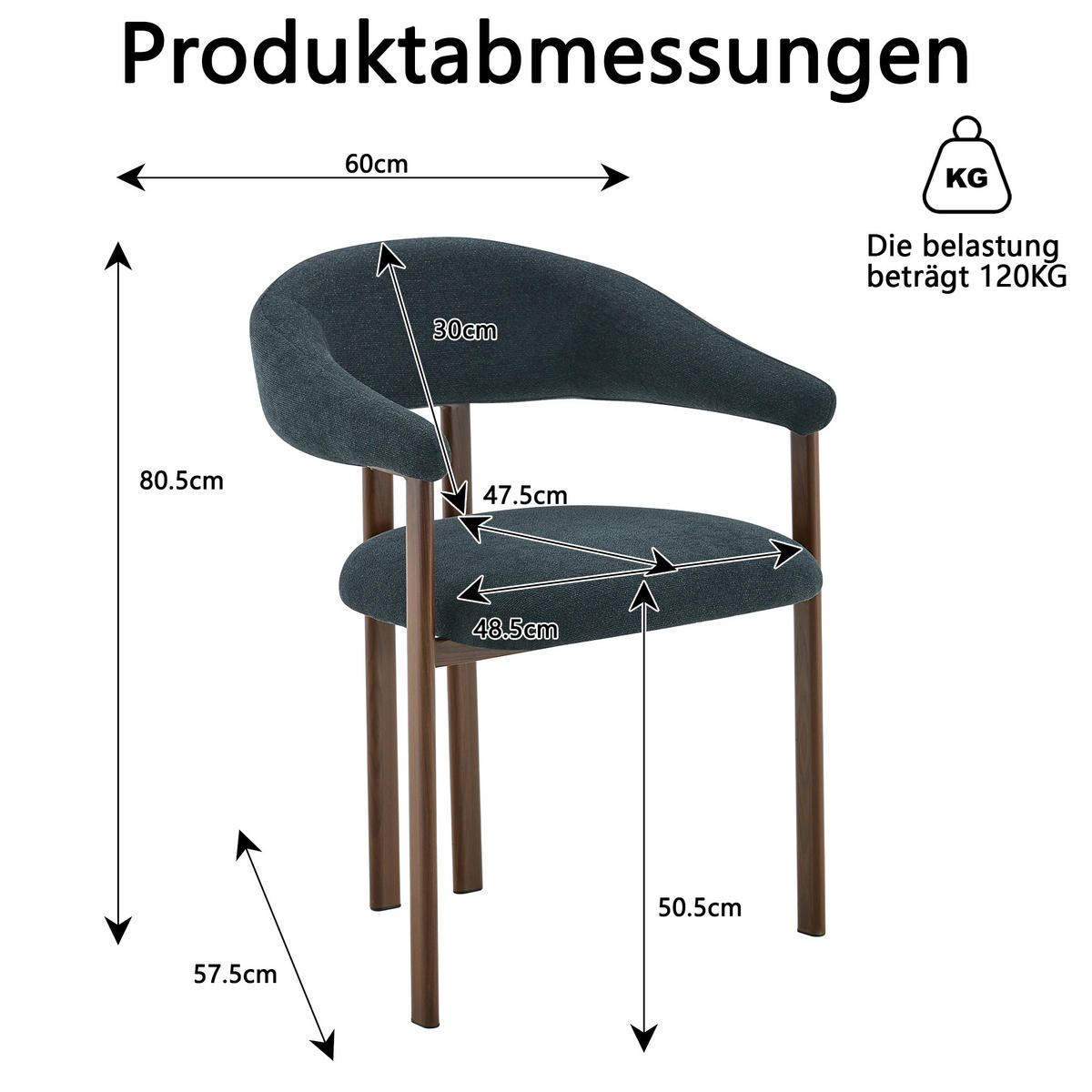ESSZIMMERSTUHL 2ER-SET aus Stoff mit Metallbeinen, ergonomisch gepolstert im Fass-Design - Schwarz, Textil (60/80.5/57.5cm) - Urban Meuble