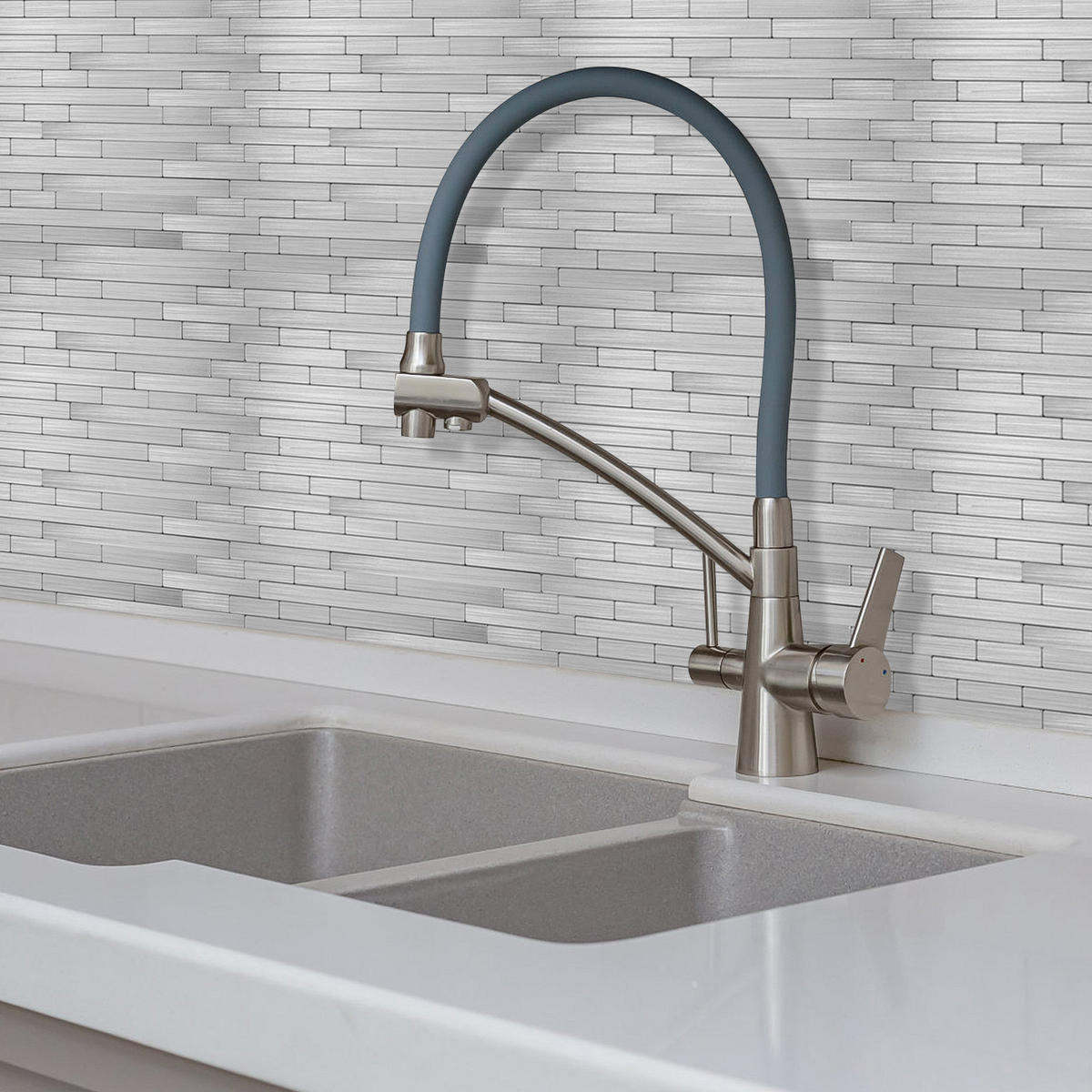 FLIESENAUFKLEBER 1 Stück 29,8 x 30,2 cm Selbstklebende Fliesen - Cocco Argento - Graphitfarben/Grau, Kunststoff (30.2/0.4/29.8cm) - Mazovia