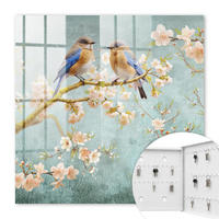 SCHLÜSSELBOX Weiß 30x30 cm – Türöffnung nach rechts - Frühlingsszene - Blau, Metall (30/30/5cm) - TULUP