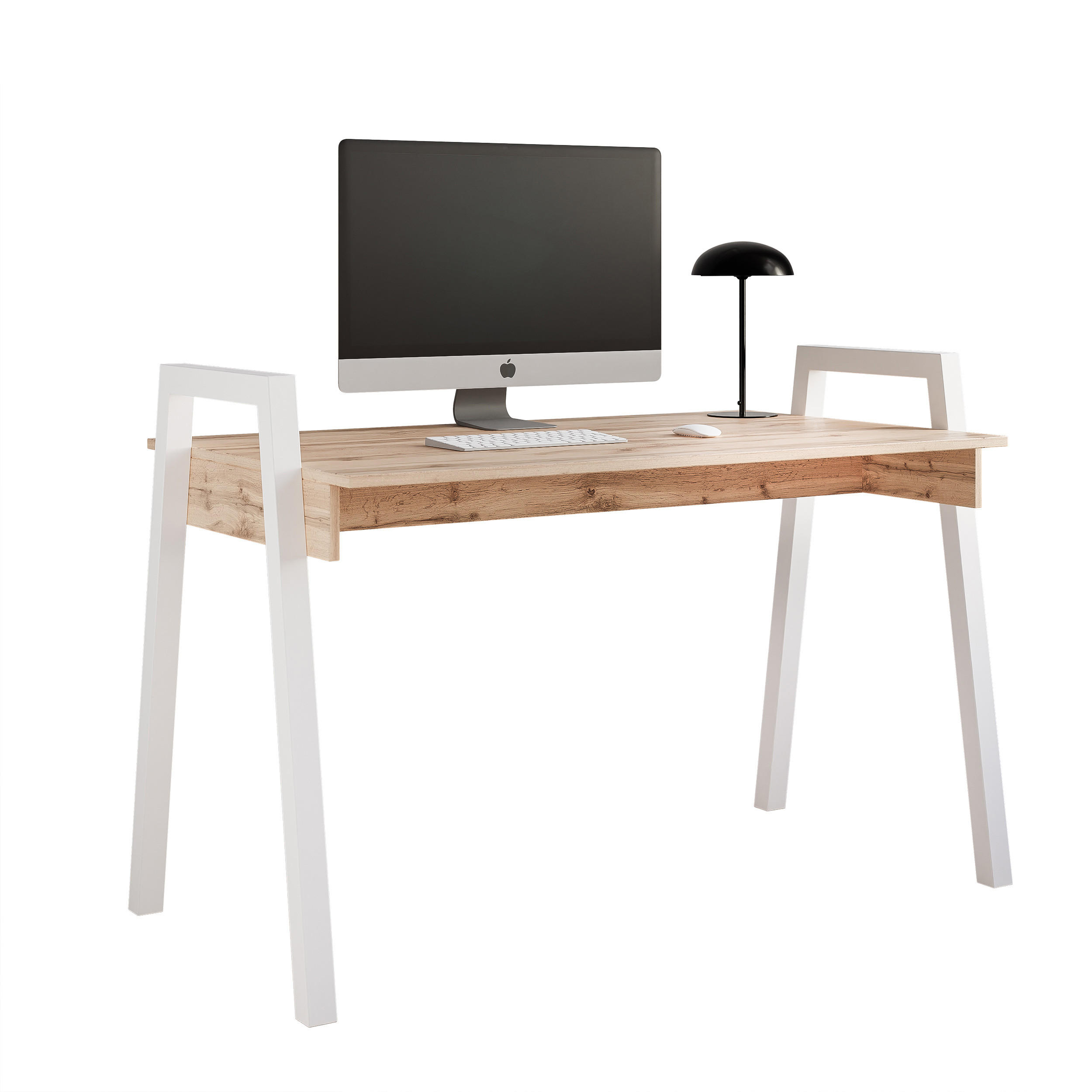 SCHREIBTISCH NOVO 120/68/82 cm, Weiß / Wotan-Eiche - Eiche Wotan/Weiß, Holzwerkstoff/Metall (68/120/82cm) - Idohome